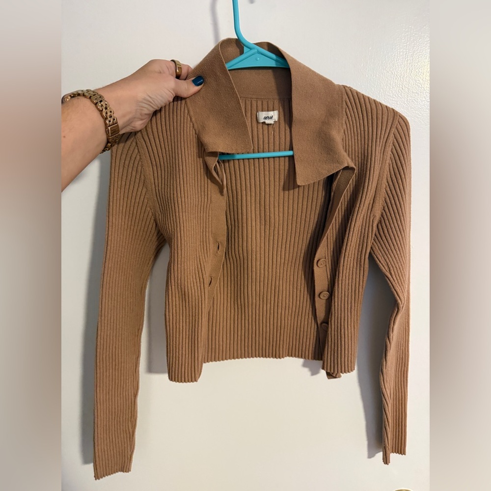 Aerie Brown Ribbed Women's Cardigan